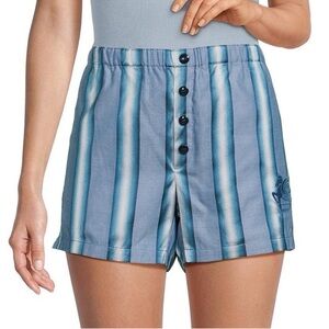 ETRO silk boxers 42 M Blue Striped Women's Shorts summer cotton poplin set